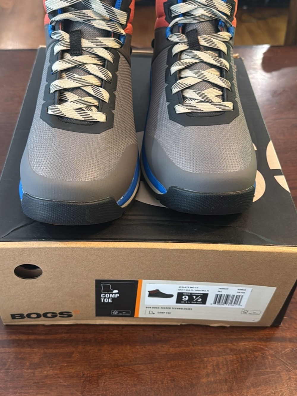 Bogs Men’s Gray and Blue Athletic Steel Toe Work Shoes